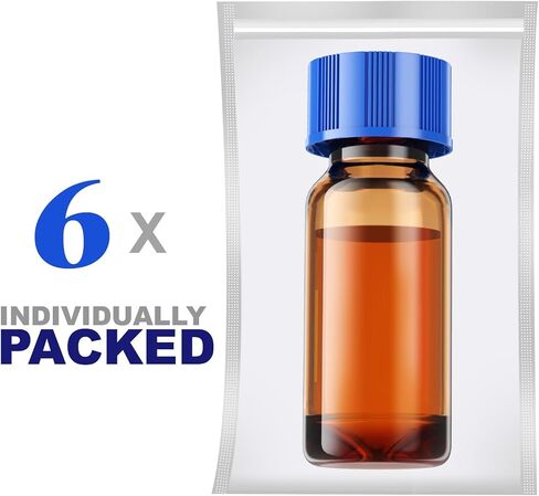 High Recovery Vial with 9-425 Screw Cap,Sterile Borosilicate Glass V Vial, Large Opening, 0.3mL/2mL/4mL,6pcs (Clear, 0.3mL) in Saudi Arabia