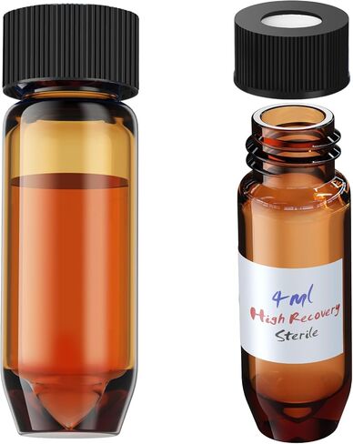 High Recovery Vial with 9-425 Screw Cap,Sterile Borosilicate Glass V Vial, Large Opening, 0.3mL/2mL/4mL,6pcs (Clear, 0.3mL) in Saudi Arabia