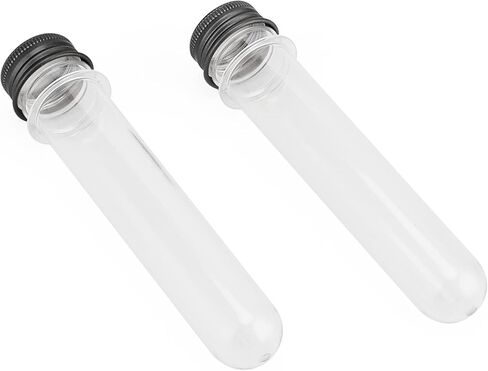 LEXININ 60 قطعة 40 مل أنابيب اختبار شفافة، أنابيب اختبار بلاستيكية مع أغطية لولبية سوداء، أنابيب بلاستيكية لديكور الزفاف الحرفي in Kuwait