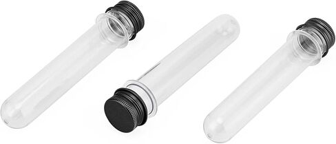 LEXININ 60 قطعة 40 مل أنابيب اختبار شفافة، أنابيب اختبار بلاستيكية مع أغطية لولبية سوداء، أنابيب بلاستيكية لديكور الزفاف الحرفي in Kuwait