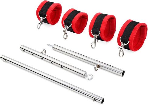 Spreader Bar Heavy Duty Stainless Steel Expandable Silver Bar Home Gym with 4pcs Furry Red Adjustable Straps,Sports Aid Training Fitness Gear Pilates Aid Kit,Indoor Yoga in Saudi Arabia