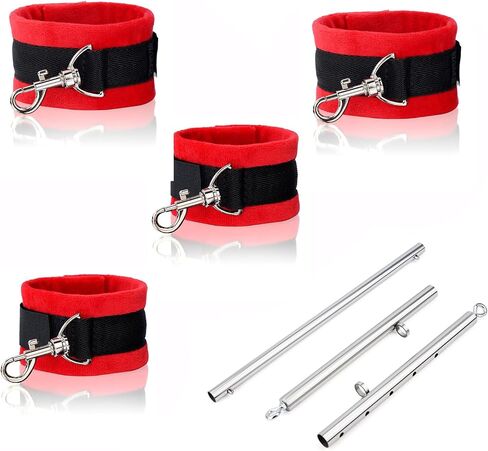 Spreader Bar Heavy Duty Stainless Steel Expandable Silver Bar Home Gym with 4pcs Furry Red Adjustable Straps,Sports Aid Training Fitness Gear Pilates Aid Kit,Indoor Yoga in Saudi Arabia