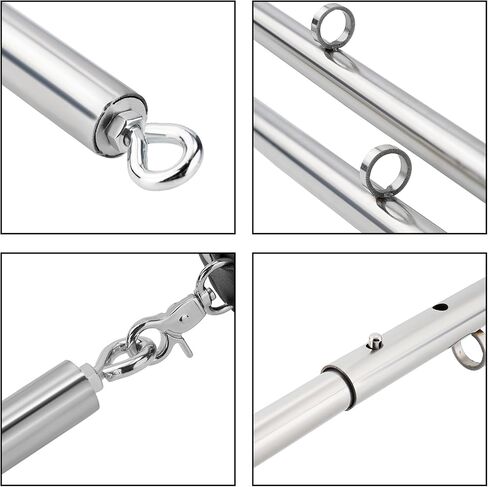 Spreader Bar Heavy Duty Stainless Steel Expandable Silver Bar Home Gym with 4pcs Furry Red Adjustable Straps,Sports Aid Training Fitness Gear Pilates Aid Kit,Indoor Yoga in Saudi Arabia