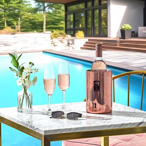 IPUJAN Wine Chiller Bucket with Stainless Ice Stone - Champagne Bucket for 750ml Single Bottle Cold up to 5 Hours - Iceless Insulated Double Walled White Wine Cooler Bucket in Saudi Arabia