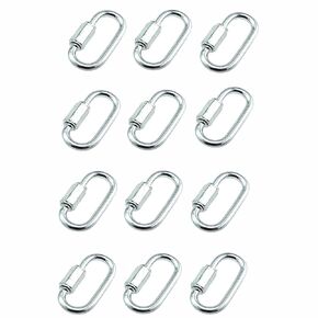 12PCS Galvanised D Shape Quick Connect Ring Metal Quick Connect Runway Clasp Silver Safety Clasp Outdoor Travel Equipment with Pet Key Chain Suitable for Fence Gate Pet Chain Shade Sail