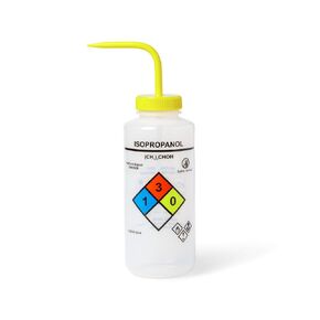 United Scientific™ UniSafe™ Isopropanol (IPA) Vented Wash Bottle, 1000 mL, Designed for use in Laboratories, Classroom, or Home, Pack of 4, LDPE
