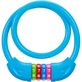 Sportneer Cable Lock: 4 Digit Resettable Combination High Security Bike Locks Heavy Duty Anti Theft - 25.6inch Long Colorful & Keyless Bicycle Lock for Kid's Bike - Blue