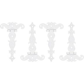 uxcell 3.5 Inch Door Tee Hinge, 4Pcs T-Strap Hinges Retro Decorative Hinge for Wooden Fences Yard Doors Barn Gate Wooden Box, White