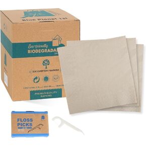 Strong Durable Napkins & Floss Picks - Biodegradable Napkins and Dental Floss Picks, Thin & Easy to Use, Ideal Napkins for All Events
