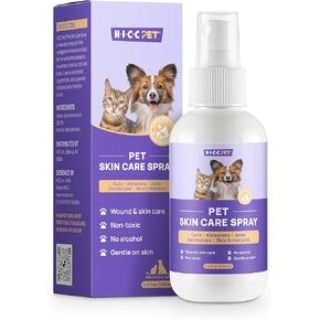 بخاخ لعلاج البقع الساخنة وتخفيف الحكة للكلاب والقطط، بخاخ علاج للحيوانات الأليفة للحكة والجلد المتهيج والحساسية والطفح الجلدي - العناية بالجروح بدون ألم ورذاذ آمن لللعق لجميع الحيوانات (3.4 أونصة سائلة) in Kuwait