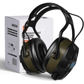 Bluetooth 5.0 Hearing Protection Rechargeable Ear Headphones, 29dB NRR Safety Noise Reduction EarMuffs 36H Playtime for Lawn Mower, Construction, Workshops, Mowing With Radio Yellow