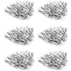 Tbest Cheerer Pom Poms 6pcs Cheering Poms Metallic Foil Pom Poms Squad Cheer Sports Party Dance Useful Accessories
