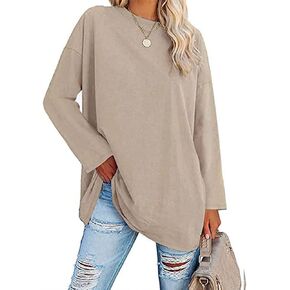 Women's Long Sleeve T Shirts Loose Casual Crewneck Tunic Tops Soft Blouse Oversized