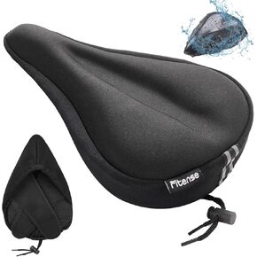 Bike Seat Cushion, Gel Padded Bike Seat Cover for Men Women, Extra Soft Exercise Bicycle Cushion Fit for Peloton, Spin Stationary Exercise, Cycling Bike with Adjustable Vel-co Secure