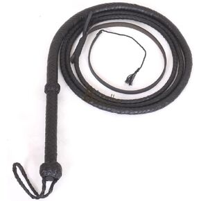 Bull Whip 8 Foot 8 Plaits Cow Hide Leather Equestrian Bull Whip Black