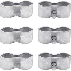 6 Pcs 1-5/8" Chain Link Fence Panel Clamps, Dog Kennel Panel Clamp, Dog Kennel Clamps for 1-5/8" OD Pipe, Galvanized Saddle Clamps for Round Pipe Panel Frame,Bolts & Nuts include