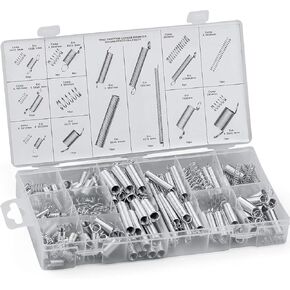 Yesallwas 200Pcs Springs Assorted Set, 20 Kinds Tension Springs , Compression Springs Assortment, with Small Compression and Extension Springs Set Box of Assorted Springs Assortment Kit