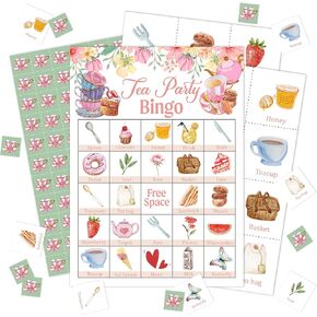 Tea Party Bingo Game Cards, Garden Tea Party Decor, Tea Party Favors, Bachelorette Party Activities, Bridal Shower Party Supplies for Adults Friends Family, Holiday Gathering Bingo Cards -13 in Kuwait