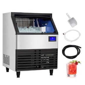 Commercial Ice Machine, Takywep Commercial Ice Maker Machine 176LBS, Under Counter Ice Machine with 99lbs Storage Bin, LCD Screen Display Stainless Steel Ice Machine for Home, Restaurants, Bars