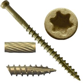 #7 x 2" Bronze Star Exterior Coated "Tiny" FINISH HEAD Wood Screw Torx/Star Head (1 POUND - 187 Apx. Screws) - Finish Head Exterior Coated Torx/Star Drive Wood Screws -Tiny Head Wood Screws
