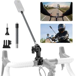 Bike Motorcycle Handlebar Mount for Insta360, Third-Person Bike Handlebar Selfie Stick Mount with Ratchet Interface Compatible with Insta360 X4 X3 X2 X ONE RS R,GoPro, Perfect for Shooting Bike Video