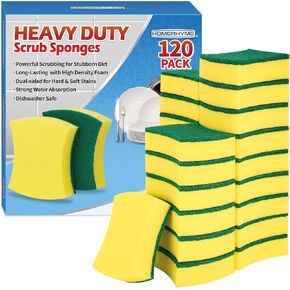 HOMERHYME Heavy Duty Scrub Sponge 24 Pack, Double-Side Design, Durable & Long-Lasting with Hign Density Sponge.