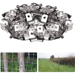 200 Pcs Fence Wire Clamps with 200 Pcs Screws, Cattle Fencing Clips Agricualtural Fencing Stainless Steel Wire Clips for Mounting 12-16 Gauge Welded Wire to Wood, Metal or Vinyl