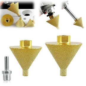 2Pack Diamond Beveling Chamfer Bit for Angle Grinders, Countersink Drill Bit 38mm+50mm Diamond Cone Tile Bit for Existing Holes Enlarging Shaping Trimming in Tile Marble Glass Granite Ceramic