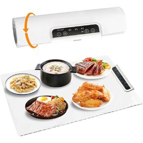 Food Warming Mat, Food Warmer for Parties Buffet - Foldable Silicone Full Surface Fast Heating Electric Warming Tray, Portable Food Warmers Pad for Parties, 3 fileTemp,Auto Shut-Off & Child-Lock