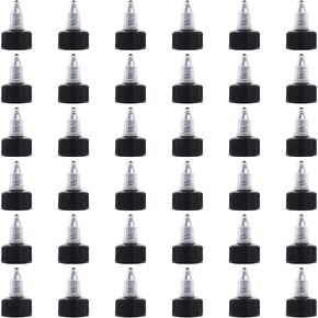 OLYCRAFT 24pcs Squeeze Bottle Cap for 1/4 inch Bottle Replacement 20mm Inner Diameter Plastic Bottle Squeeze Heads Plastic Black Dispensing Caps for Squeeze Bottles Dispensing Caps