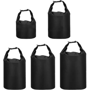 PATIKIL Waterproof Dry Bags, 5 Pack Portable Dry Sack Roll Top Bag Lightweight Dry Storage Bag for Gym Kayaking Hiking Swimming Camping, Black, (1.5L, 2.5L, 3.5L, 4.5L, 6L)