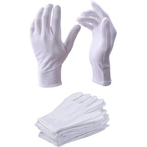 12Pair White Cotton Glove,Household,Jewelry,Waiter,Dry,Garden,Inspect,Protect Hands,Drive,Warm,Outside Work,Reusable glove