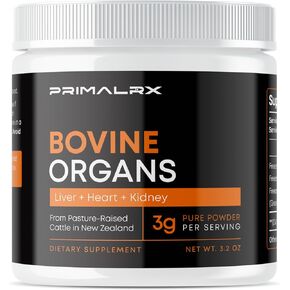 Bovine Organs: GrassFed Beef Organ Supplement (B12 Vitamins, B Complex Vitamins, Heme Iron Supplements, Vitamin A Supplements, Folate Supplements, Selenium and Zinc Supplements) – 90g Powder