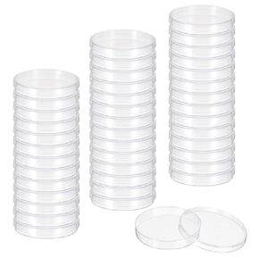 PATIKIL 90mm Plastic Petri Dishes with Lid, 50 Pcs Petri Plates Tissue Culture Plate for Lab Science Experiment, Clear