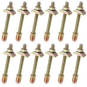 Tandefio 12 Sets Bed Frame Hardware Connector Kit M8x100 mm Panel Furniture Wardrobe Four-in-one Connectors Fittings, Bed Assembly Fasteners Bolts Nuts Threads Half Moon Spacers