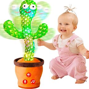 Dancing Talking Cactus Toy for Baby, Upgraded Volume Adjustable Cactus Baby Toy, Colorful Glowing Singing Interactive Cactus Toy That Talks Back, Baby Toys 6-18 Months+, Baby Girl/Boy Gifts
