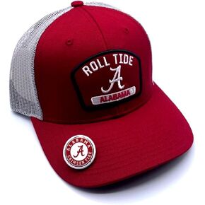 Alabama University Mesh Trucker Crimson Hat Classic Adjustable Team Logo Snapback Cap (Crimson)