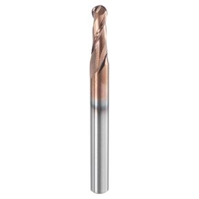HARFINGTON Ball Nose End Mill 2 Flute 13/64" Diameter 1/4" Shank Tungsten Carbide TICN Coated Spiral CNC Router Bits 5/8" Cutting Length Single End Ball for Carving Engraving Grinding