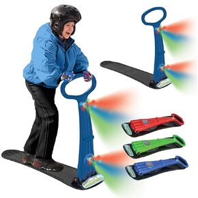 Geospace Winter Fun Foldable Snow Scooter, Ski Skate, Ski Skooter, Snow Sled, Kids Snowboard with 2 LED Light– Multi-Purpose Portable Sandboard, Snow Skate, and Kids/Teenager Sled for All Ages