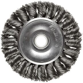 Weiler 08014 3" Standard Twist Knot Wire Wheel .014" Steel Fill 1/2"-3/8" Arbor Hole Made in the USA in Kuwait
