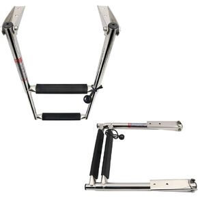 Haida Telescoping 2 Step Boat Ladder الفولاذ المقاوم للصدأ 2 خطوات سلم محمول لحوض السباحة لليخوت البحرية، مصنف حتى 400 رطل