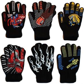 Gilbin Magic-Stretch Gripper Glove, Kids Size, Sports Set, 6 Pair (SIZE 4-6)