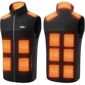 Heated Vest with 13 Heating Zones,Three Speed Temperature Control,Electric USB Heating Jacket(Battery Not Included)