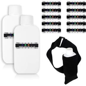 simarro 14 Pcs Urine Test Complete Kit, 2 Pcs Portable Empty Bottles with 10 Pcs Adhesive Temperature Test Strip, Hi-Stretch Leg Strap and Thermal Sample Bag for Urine Bottle Kit Test Practice