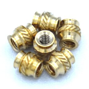 [ J&J Products ] Brass Insert ISB-256, 2-56 Thru-Threaded, 3.8 mm OD, 4 mm Length, Heat Staking Inserts, 100pcs