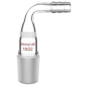 stonylab Bent Glass Vacuum Adapter, Borosilicate Glass Adapter with G1 Sintered Disc, 24/40 Joint and 10 mm Hose Connection