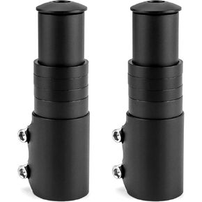 QWORK Bike Stem Riser, Aluminum Alloy Bicycle Handlebar Extender for 1-1/8" 28.6mm Fork, 124mm Black, 2 Pack
