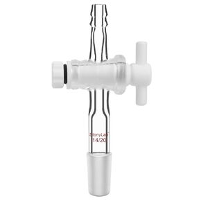 stonylab Glass Adapter, Borosilicate Glass Vacuum Flow Control Adapter with PTFE Stopcock, 19/22 Joint and Straight Hose Connection Lab Glassware