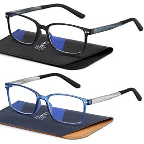 EASY READ 2 Pairs TR90 Blue Light Blocking Glasses for Men,Sporty Anti UV Computer Eyeglasses for Men with Spring Hinge