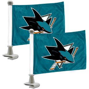 FANMATS 61890 San Jose Sharks Ambassador Car Flags - 2 Pack Mini Auto Flags, 4in X 6in, Perfect for Hood or Trunk